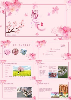 粉色温馨清新浪漫樱花节主题策划活动PPT模板