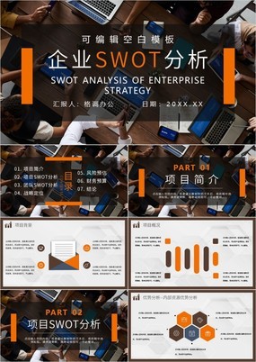 商务风企业SWOT分析公司介绍项目简介通用PPT模板