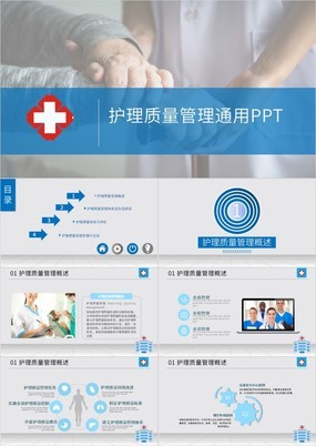 蓝色简约医疗临床护理质量管理工具方法PPT模板